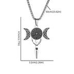 Greek Hecate Triple Moon Pendant Necklace — Stainless Steel