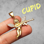 Angel Cupid AK47 Gun Amulet Men Necklaces Stainless Steel Pendant Chain Women Jewelry HipHop Rock Accessories Gifts Wholesale