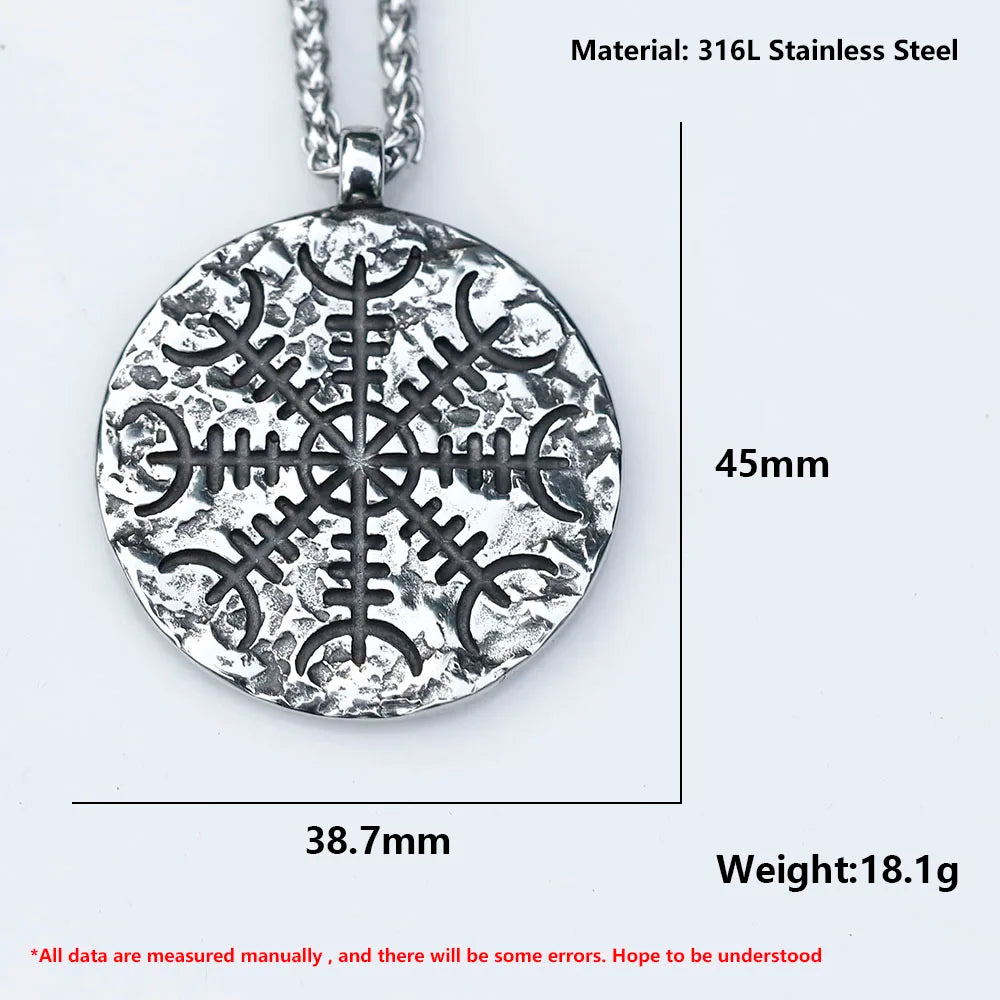 Viking Aegishjalmur Stainless Steel Pendant Necklace