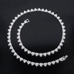 Hip Hop Heart Shape Crystal Tennis Chain Choker,For Men And Women，Fashion Cuba Chain Necklace Valentine's Jewelry Gift