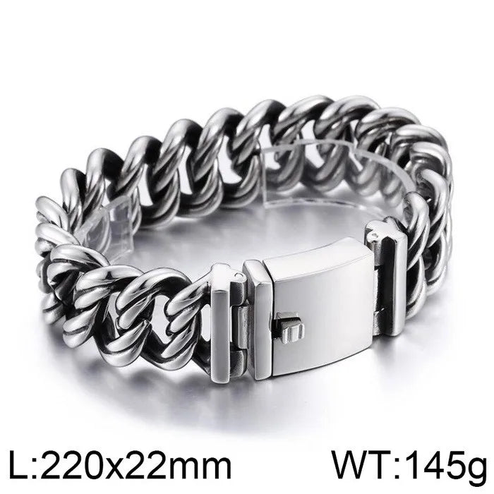 Vintage 18/22MM Width Twist Cuban Link Chain Bracelet for Man Cool Stainless Steel Bracelets Mens Male On Hand Jewelry