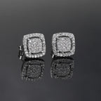 Iced Out Square Zirconia Stud Earrings CZ