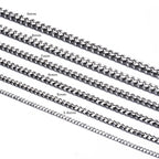 1 Piece Size 3.6mm-9mm Men's Necklace Stainless Steel Cuban Link Chain Bracelet Necklace Steel Color Male Jewelry