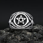 Vintage Fashion Stainless Steel Pentagram Rings For Men Women Gothic Biker Goat Devil Demon Ring Party Jewelry Gifts Wholesale