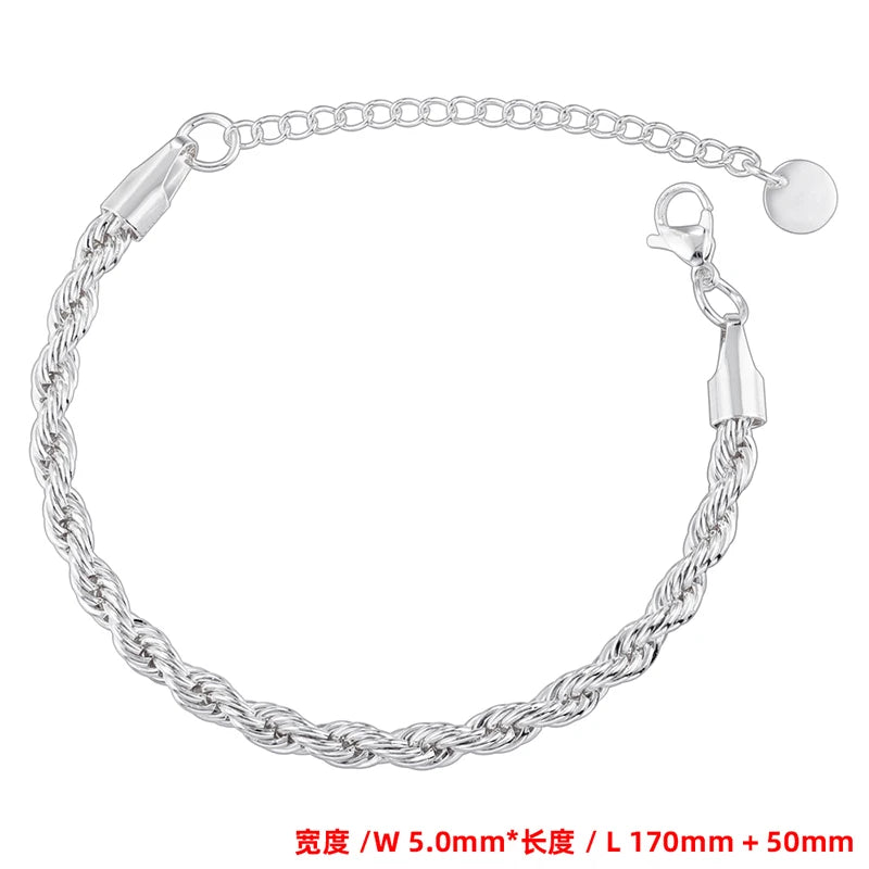 Twisted Snake Chain Bracelet — Gold or Silver, Stainless Steel