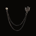 Vintage Double Chain Tassel Brooch — Lapel Pin Suit Badge