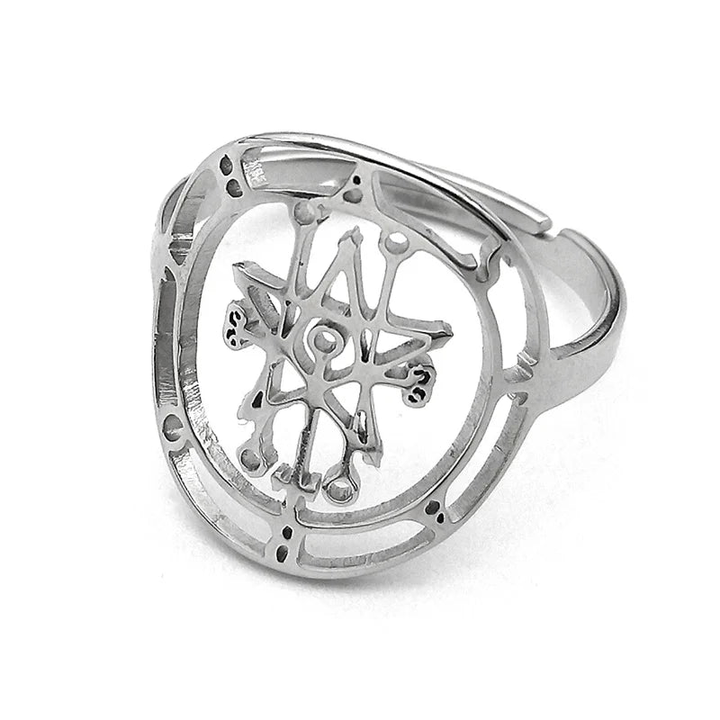 Occult Sigil Steel Ring Astaroth Goetia Finger