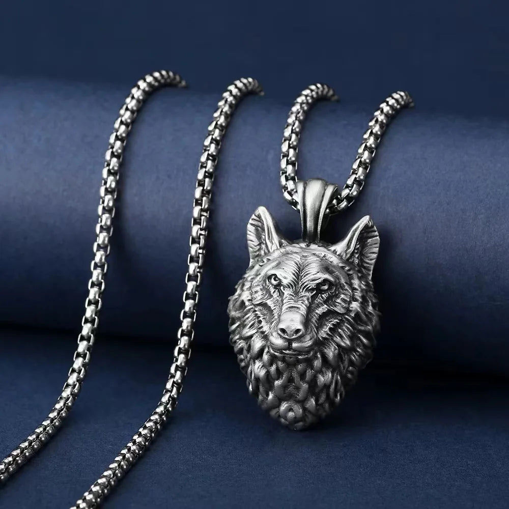 Wolf Viking Steel Pendant 316L Head Punk
