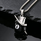 Lucky 8 Ball Pendant Necklace — Black Stainless Steel