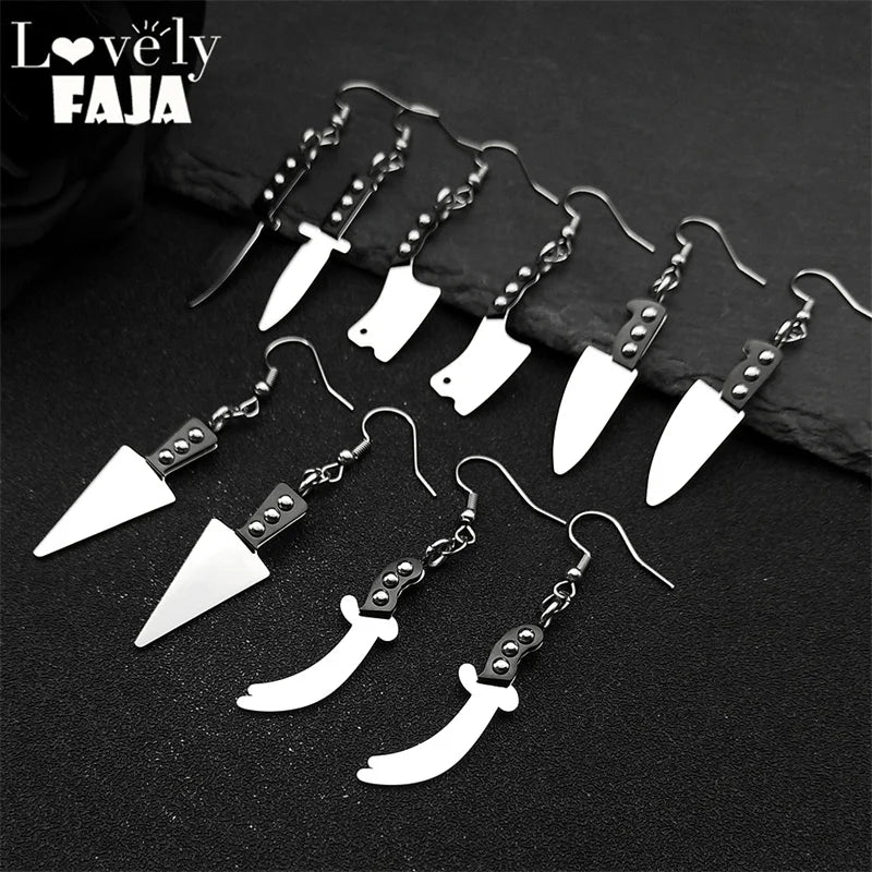 Sword Steel Earrings Gothic Cute Knife Funny Halloween