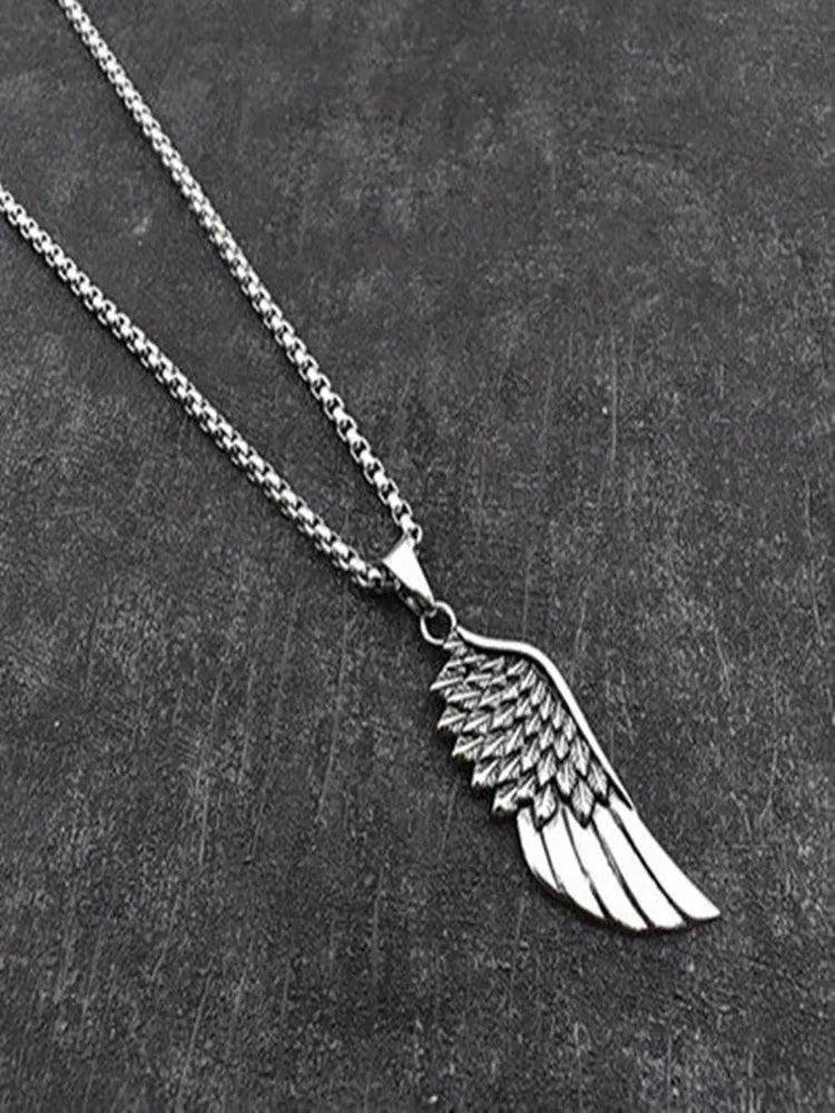 Angel Wings Steel Pendant American Simplicity