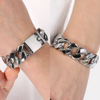 Massive Men's Stainless Steel Cuban Chain Bracelet for Man Classic 21MM Width Vacuum Plated Chunky Link Bracelets Never