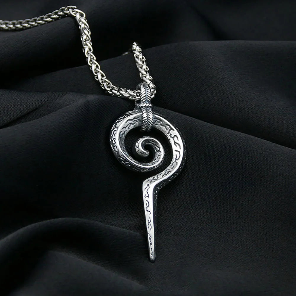 Egyptian Pharaoh Snake Staff Pendant — Stainless Steel