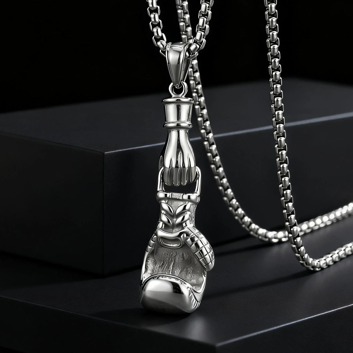 Retro Boxing Gloves Pendant Necklace — Stainless Steel