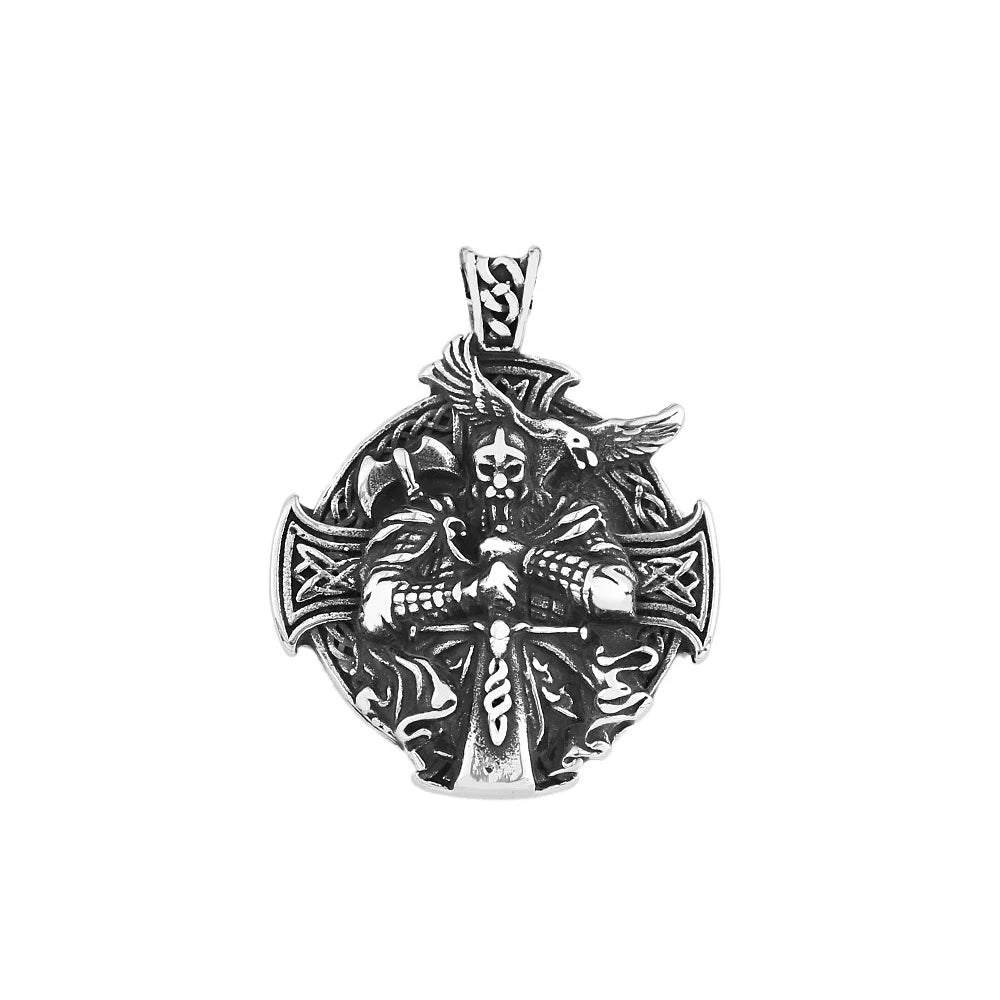 Wolf Odin Steel Pendant Vintage 316L Viking Warrior