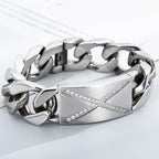 Massive Man Bracelet 20MM Width Men's Stainless Steel Cuban Link Chain Bracelet with CZ Gothic Biker Jewelry Accessory
