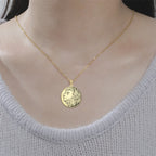 Leo Zodiac Lion Head Coin Necklace — Stainless Steel