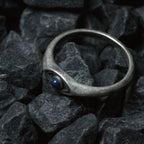 Silver Lapis lazuli vintage Simple ethnic style horse-eye pointed blue rings Unisex version for trend Party banquet Jewelry gift