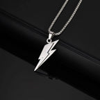 Vnox Stainless Steel Lightning Pendant Necklace, 60cm Box Chain with Lobster Clasp, Punk Waterproof Jewelry Gift for Men Women