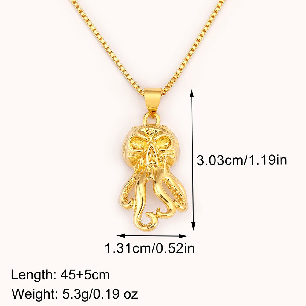 Nidin Trendy Cool Style Octopus Shape Charm Pendant Necklace For Female Male Copper Inlaid Zircon Jewelry Daily Party