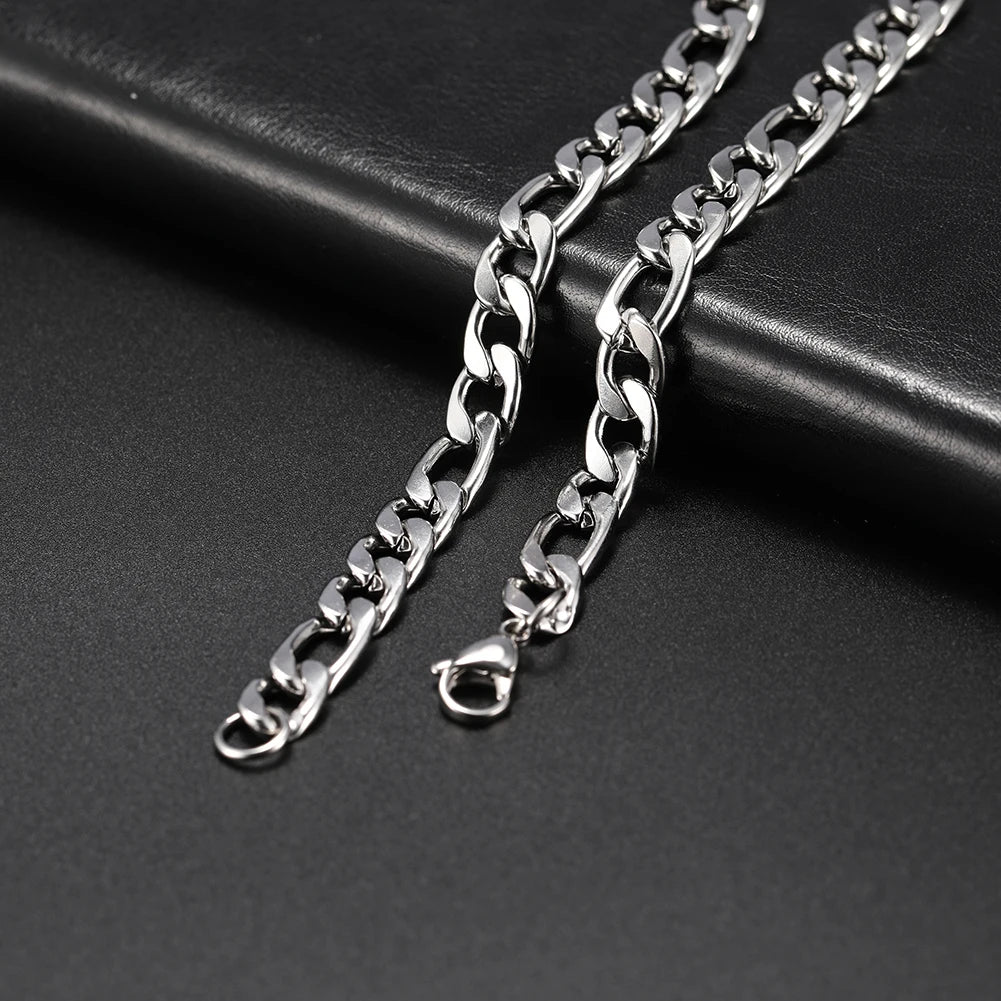 My Shape Basic Cuban Chain Necklaces for Men Chains Punk Figaro Box Curb Chain Chokers Lobster Clasp Fashion Male