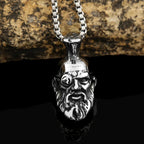 Viking Bearded Head Pendant Necklace — Nordic, Stainless Steel