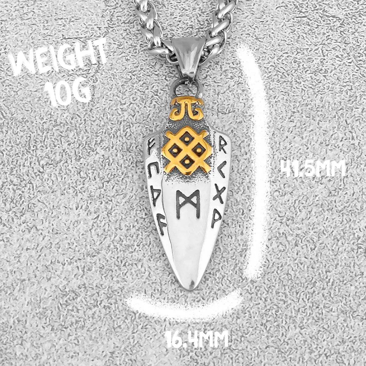 Norse Runes Odin's Spear Necklace Men's Gold Color Stainless Steel Arrowhead Pendant Valknut Talisman Male Vikings