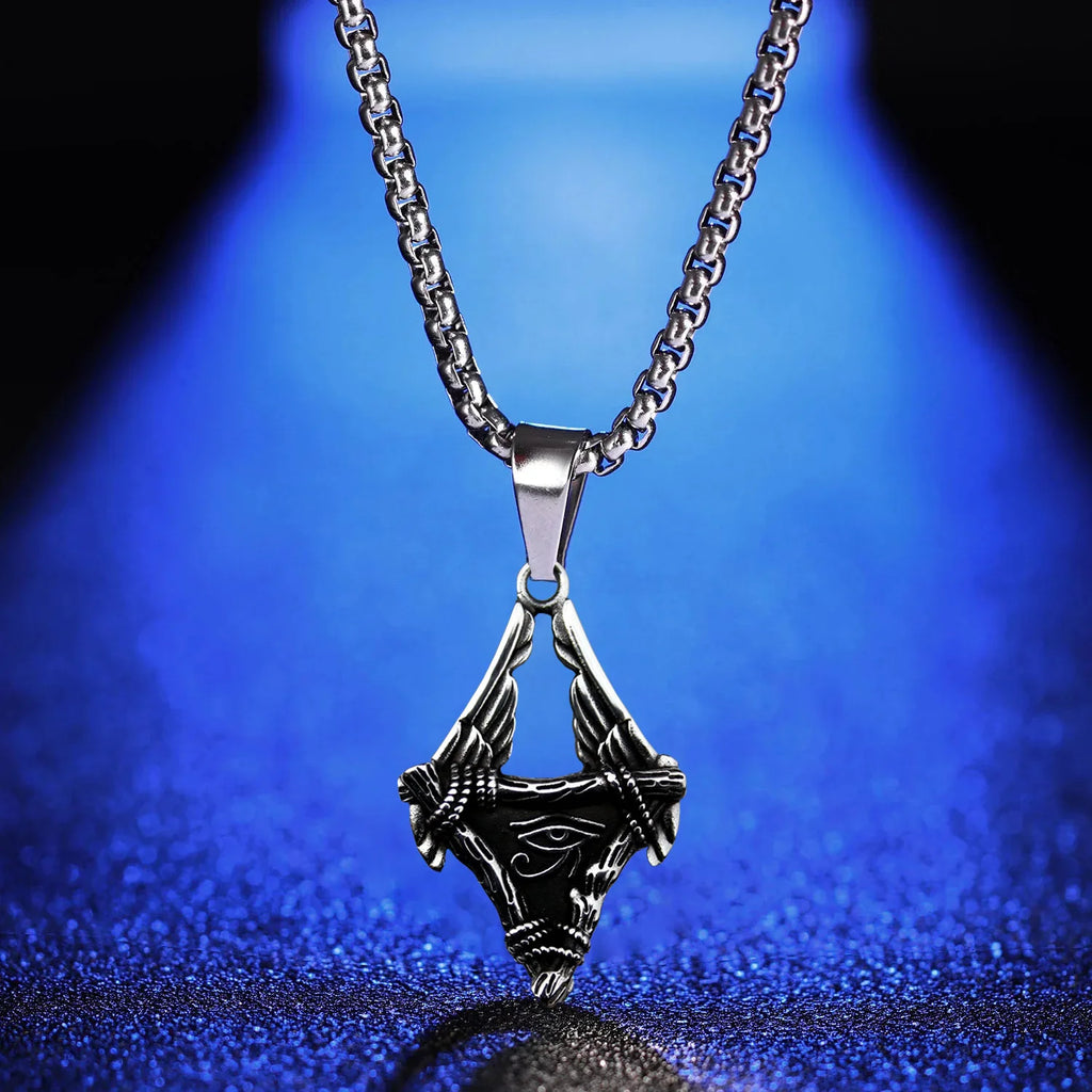 Horus Eye Steel Pendant Egyptian Retro Double