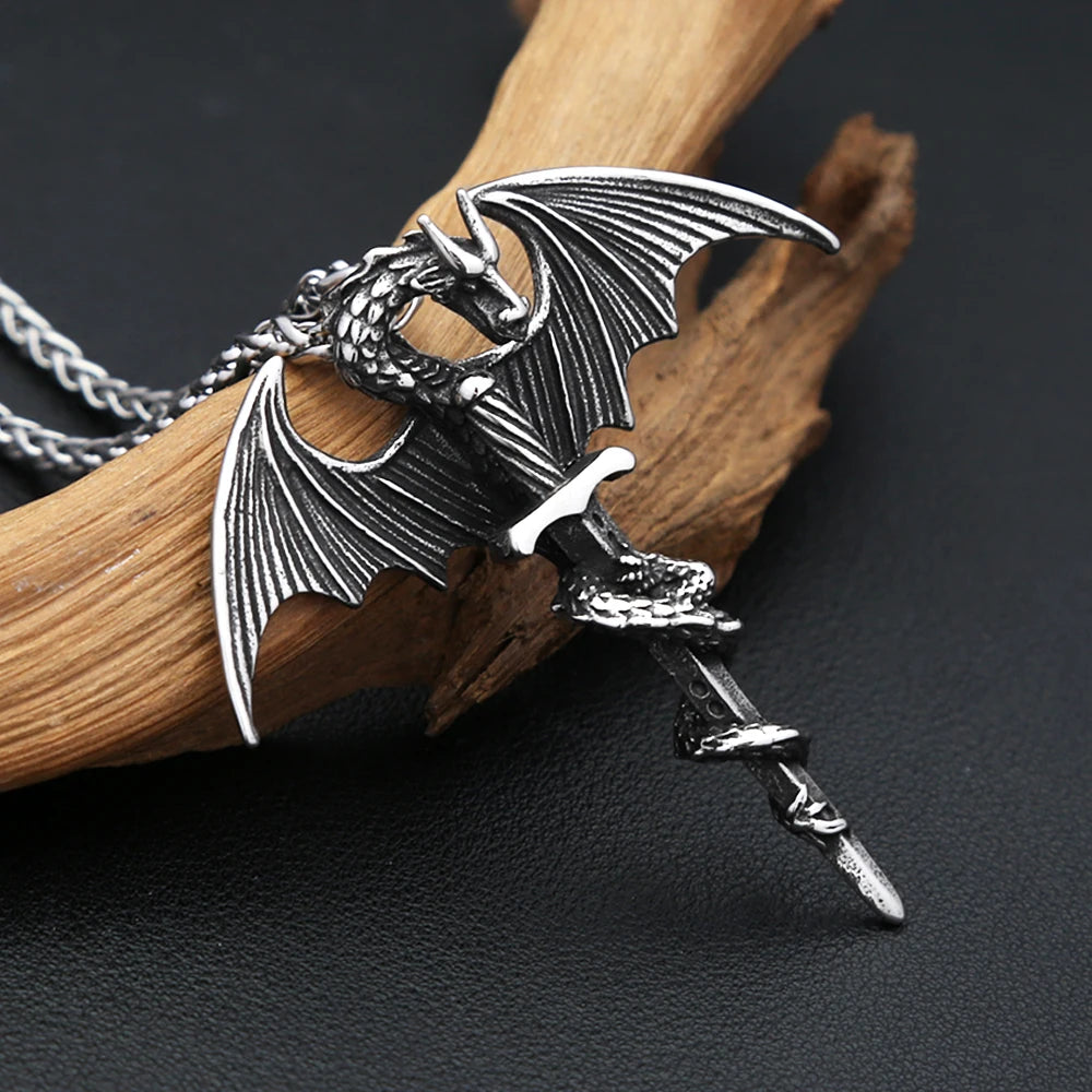 Sword Shape Pendant Necklace — Stainless Steel