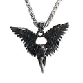 Vintage Wing Crow Skull Pendant Necklace Men Women Punk Goth Raven Skull Necklace Choker Fashion Stainless Steel