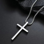 2026 Hip Hop Trend Cross Pendant Necklace for Men Punk Silver Color Titanium Steel Chain Versatile Street Jewelry Accessories