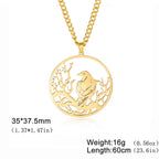 LIKGREAT Crow Raven Pendant Necklaces Norse Mythology Stainless Steel Gothic Necklace for Men Vintage Jewelry