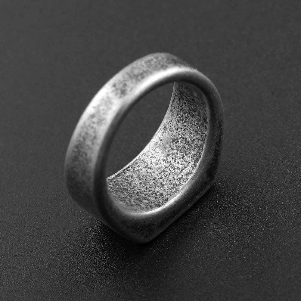 Vintage Polished Square Signet Ring — Stainless Steel