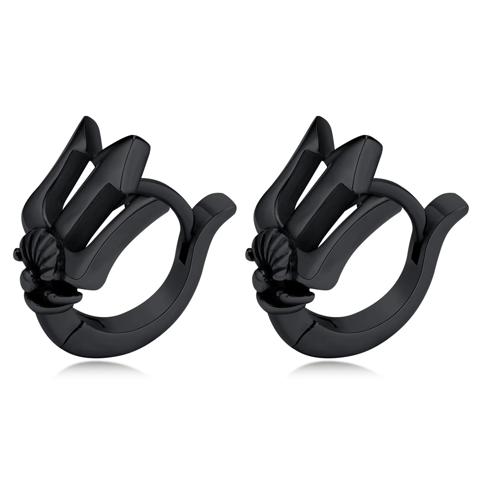 Trident Neptune Hoop Earrings — Stainless Steel