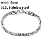 316L Stainless Steel Cuban Chain Bracelet for Men Women Figaro Vintage Metal Viking Kpop Pulseras Emo Cute Luxury
