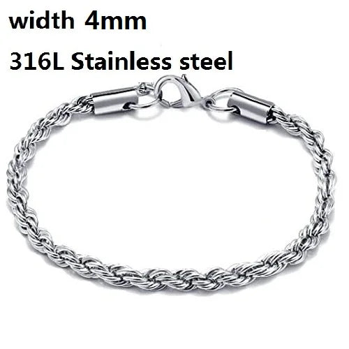 316L Stainless Steel Cuban Chain Bracelet for Men Women Figaro Vintage Metal Viking Kpop Pulseras Emo Cute Luxury