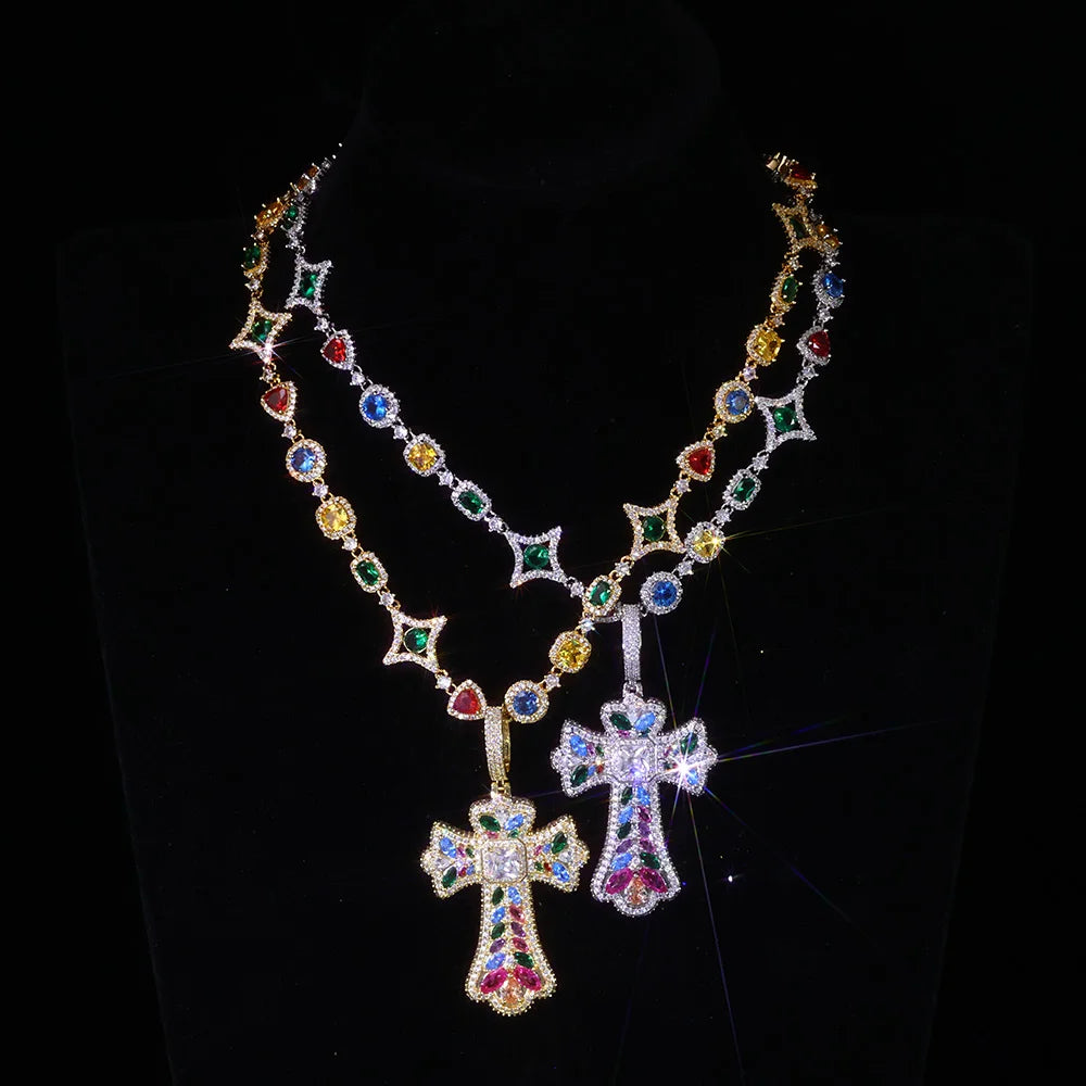 Iced Cross Pendant Necklace