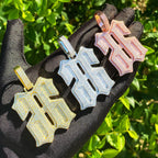 Bubble Letter Iced Out Number 66 Necklace Pendant for Men 5A Copper Cubic Zirconia Hip Hop Jewelry