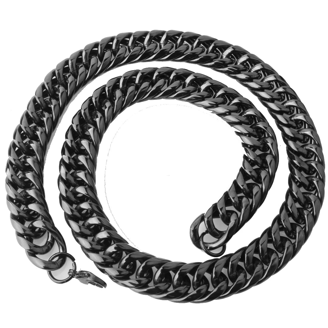 Black Cuban Chain Necklace 9-22mm — SS