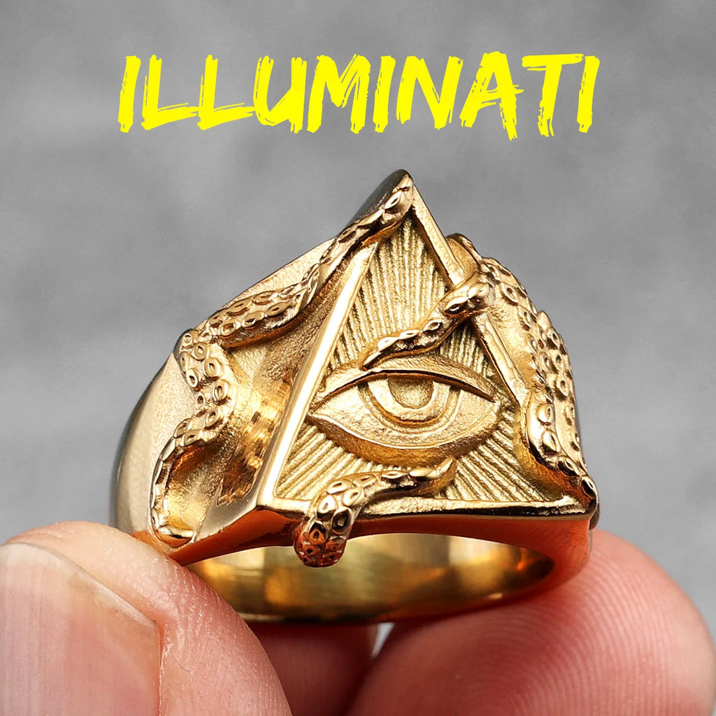 Freemason Illuminati Triangle Ring — Stainless Steel