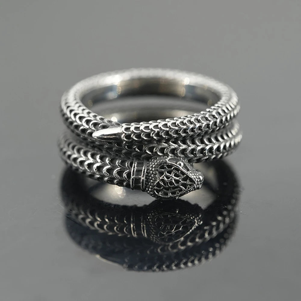 Domineering Snake Head Ring Punk Animal Vintage — Stainless Steel