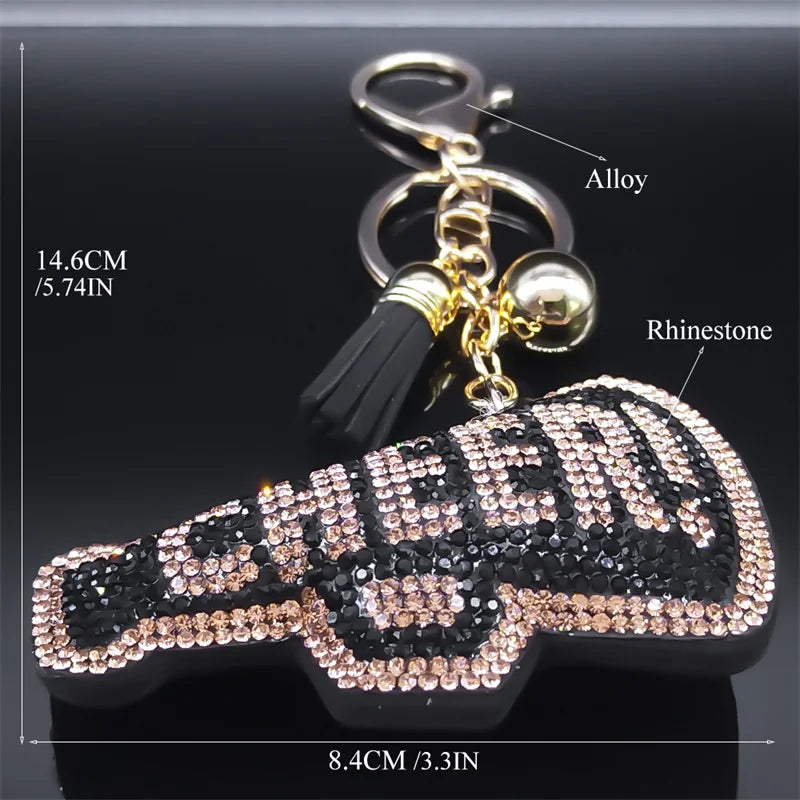 Iced Out Key Gold Chain Cheer Letter Word Full