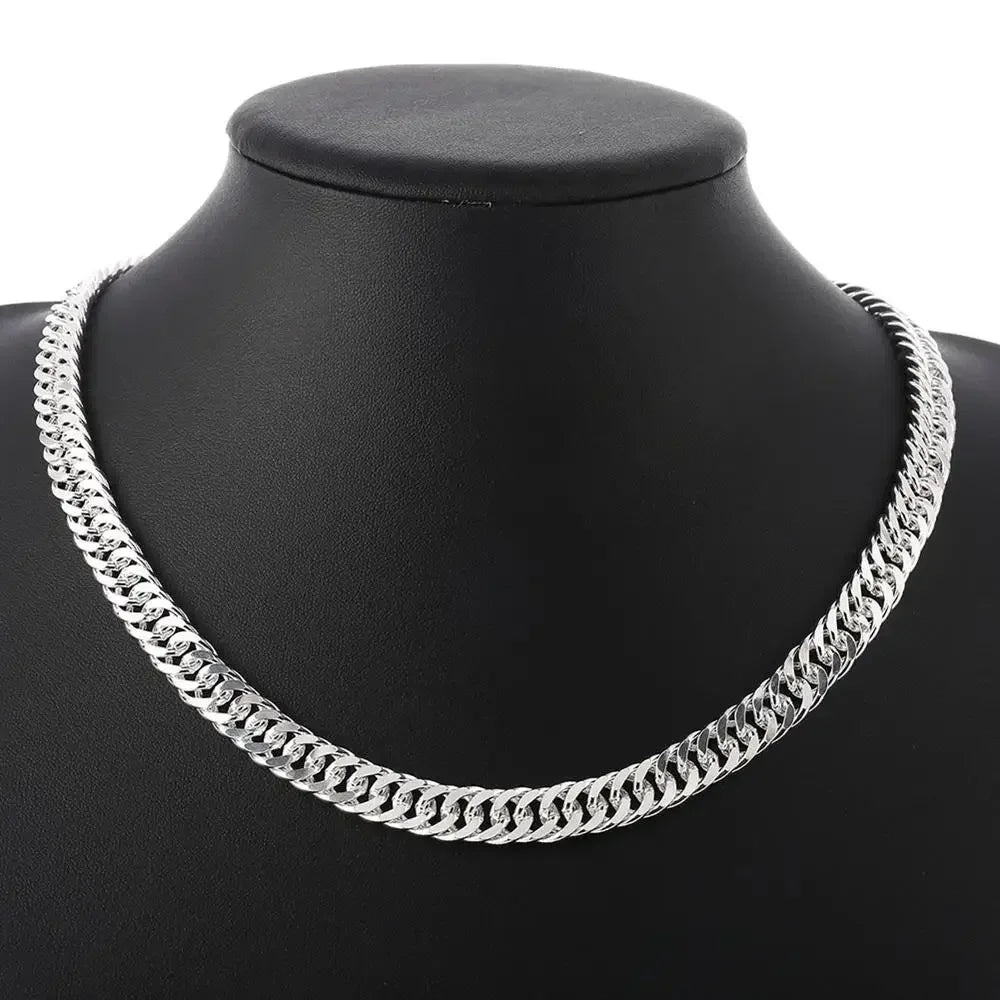 Hot fine Width 6MM chain 925 Sterling Silver Necklaces for Women Men Charm fashion Jewelry wedding Party Holiday gift
