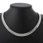 Hot fine Width 6MM chain 925 Sterling Silver Necklaces for Women Men Charm fashion Jewelry wedding Party Holiday gift