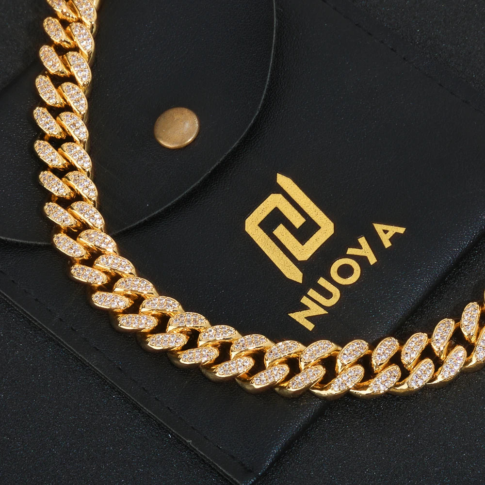 Gold Cuban Bracelet Iced Out 12MM Monaco 18K