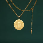 My Shape Saint Benedict Medal Pendant Necklace for Women Men Gold Plated Stainless Steel Round Double Sides Choker Jewelry Gifts