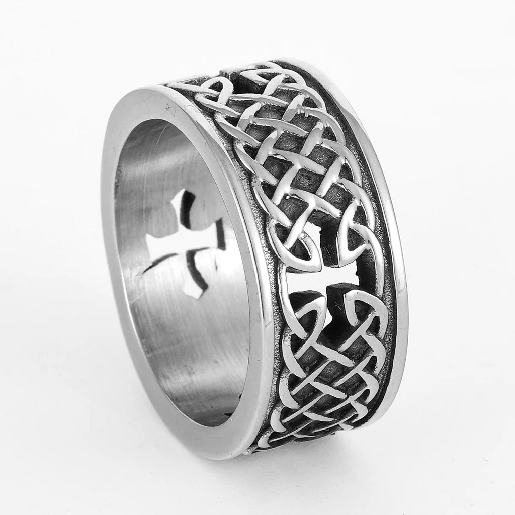 Viking Celtic Knot Cross Stainless Steel Womens Mens Rings Punk Vintage For Boyfriend Biker Jewelry Creativity Gift