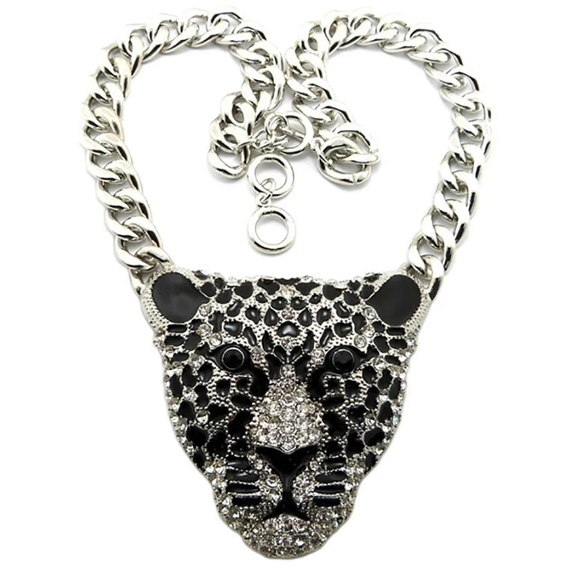 Iced Out Leopard Head Cuban Pendant — Gold