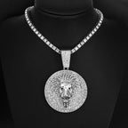 Hip Hop Big Lion Head Pendant Necklace Cuban Chain Necklace For Women Men Iced Out Full Rhinestone Necklace Jewelry