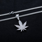 Iced Out Hemp Leaf Pendant — 925 Silver